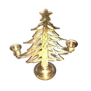 Brass Christmas Tree Candle Holder- Holiday Decor